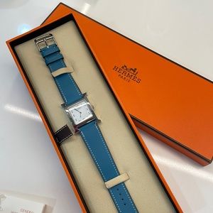 Hermes Watch with a brand new blue Jean strap